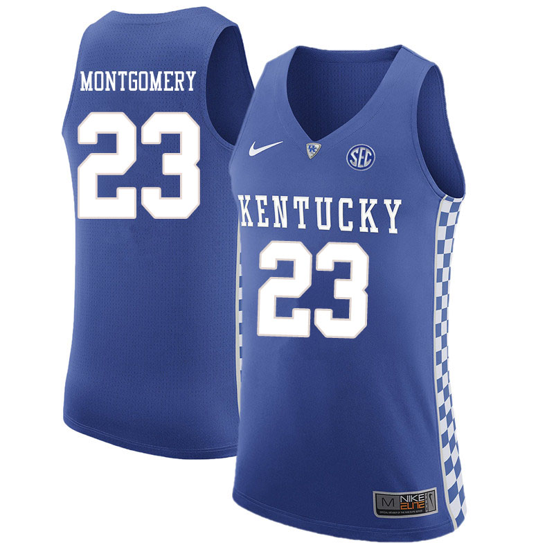 Men #23 EJ Montgomery Kentucky Wildcats College Basketball Jersyes Sale-Blue